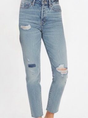 Old Navy High-Rise Button Fly OG
Straight Ripped Patches Non-Stretch Jeans 4